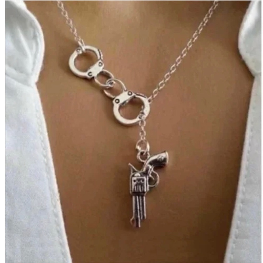 NWT Cute Gun and Handcuff Necklace